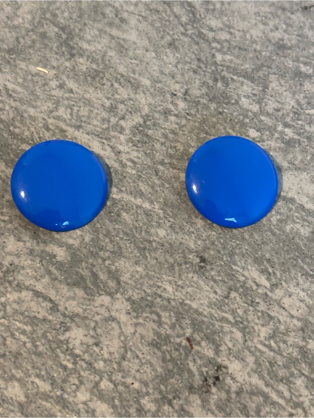 Vintage 1980’s metal round circle EARRINGS ‘Pop Art Electric Color’ Bright Shiny